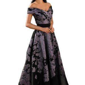 Terani Couture Off-Shoulder Floral Maxi Dress
